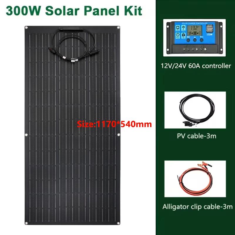 600 Вт комплект солнечных панелей полный 18 В гибкая монокристаллическая солнечная батарея 12 В зарядное устройство для дома автомобиля лодки автофургона кемпера