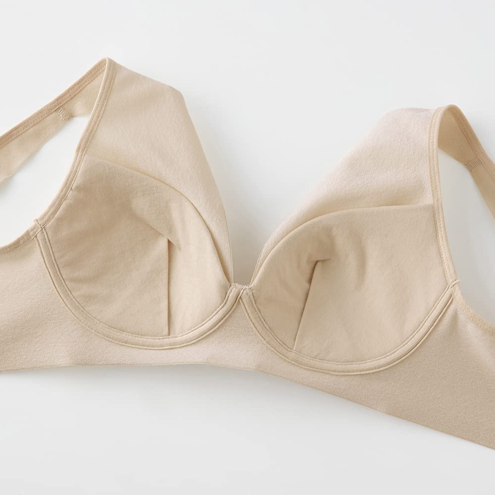 Gunze KIREILABO органический хлопок на коже хлопок мягкий M бюстгальтер без косточек, боковой, смесовый, KB4192N, женский, слоновая кость,