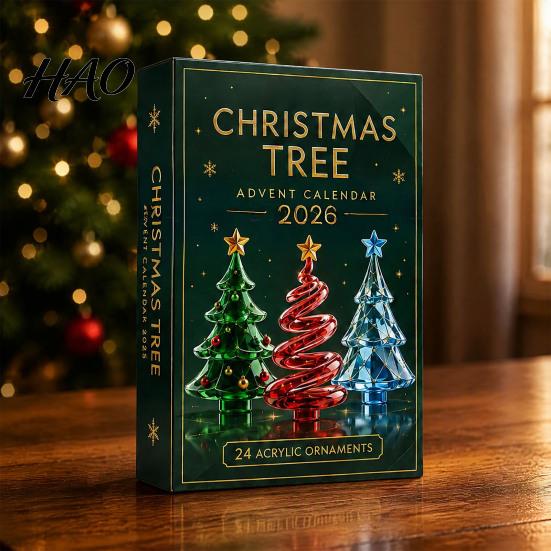 Collectible Miniature Figures Christmas Tree Advent Calendar, Contain 24 Surprise Ornaments Blind Box, Box Toys for Girls And Boys Plastic Festive