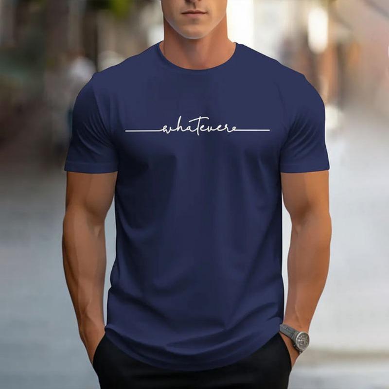 Мужская летняя простая дышащая футболка с коротким рукавом и круглым вырезом, повседневная футболка с буквенным принтом, модная уличная футболка с фото в стиле темперамент