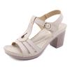 Open Round Toe Sandals Women Block High Chunky Heel Hoof Dressy Buckle Ankle T-strap Sewing Thread Platform Pink 42