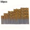 50Pcs Titanium Coated Bearing Steel Drill Bit Set Tool 1/1.5/2/2.5/3mm