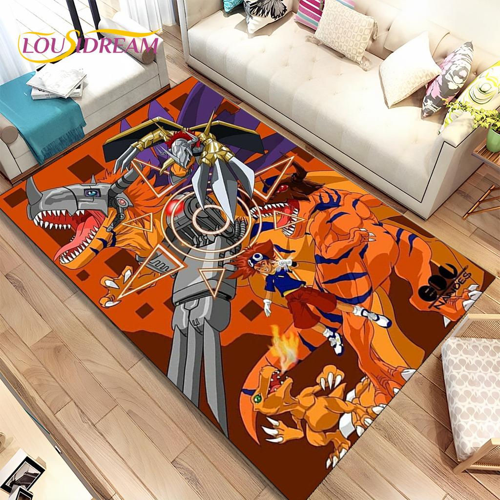 Cartoon Digimon Adventure Area Rug Large,Carpet Rug for Living Room Bedroom Sofa Doormat Decoration, Non-slip Floor Mat Cover 3D