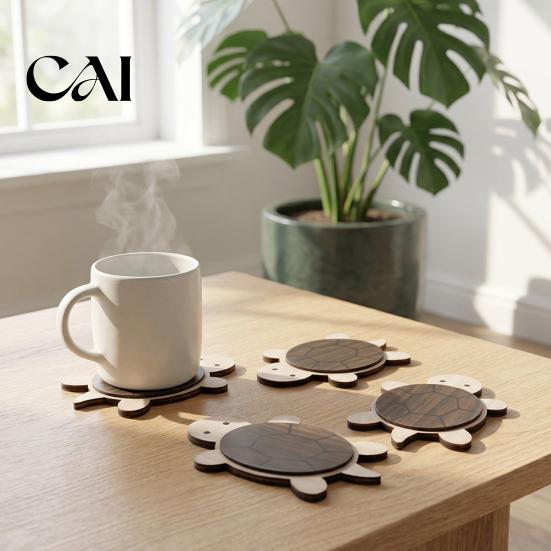 Natural Wood Drink Coasters Turtle/Butterfly Wooden for Coffee Mugs And Tea Cups, Heat Resistant Anti Scalding Desk Protectors Table Mats, Insulation