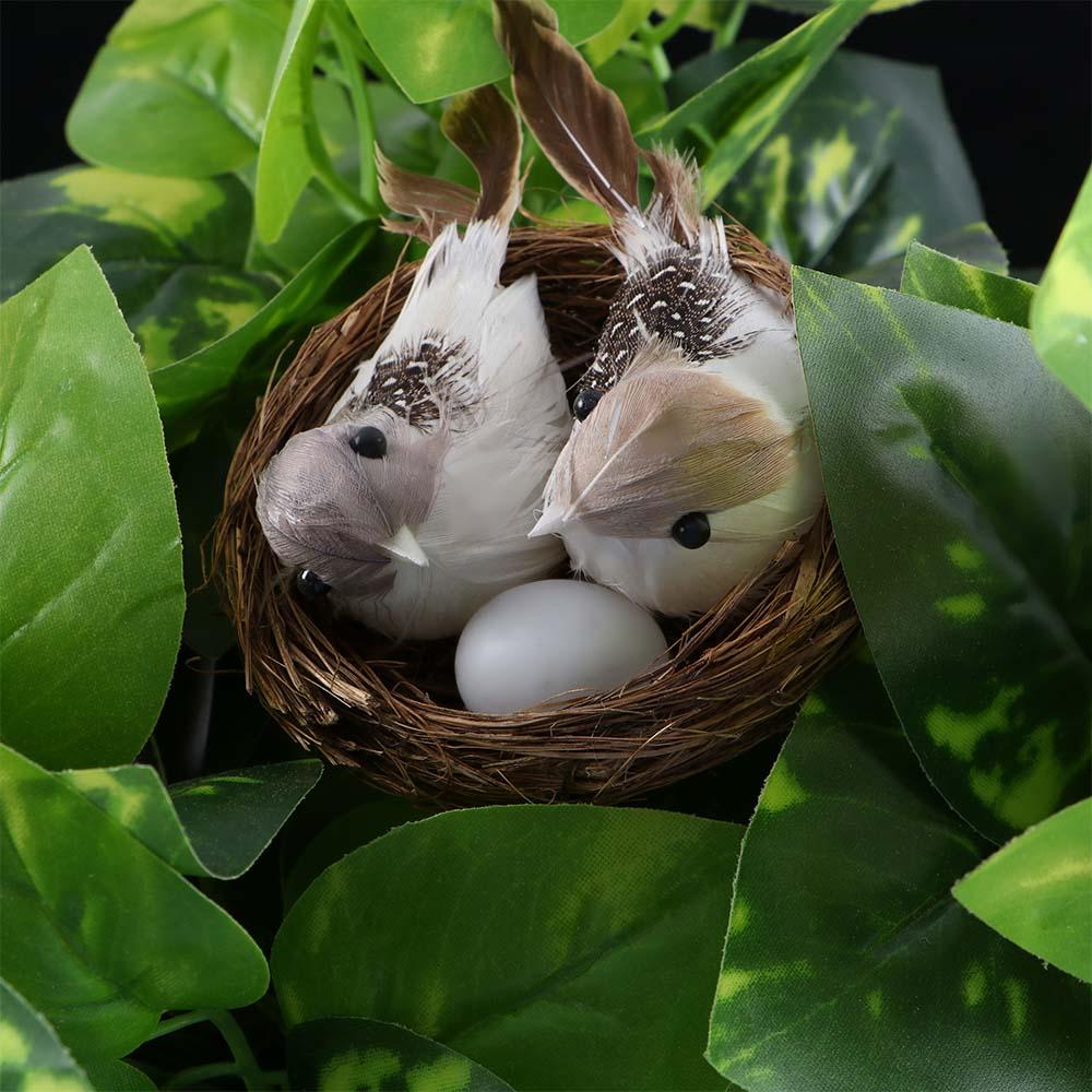 Realistic Car Garden Ornaments Figurines Parties Birds Egg Home Decor Bird Nest Artificial Birds