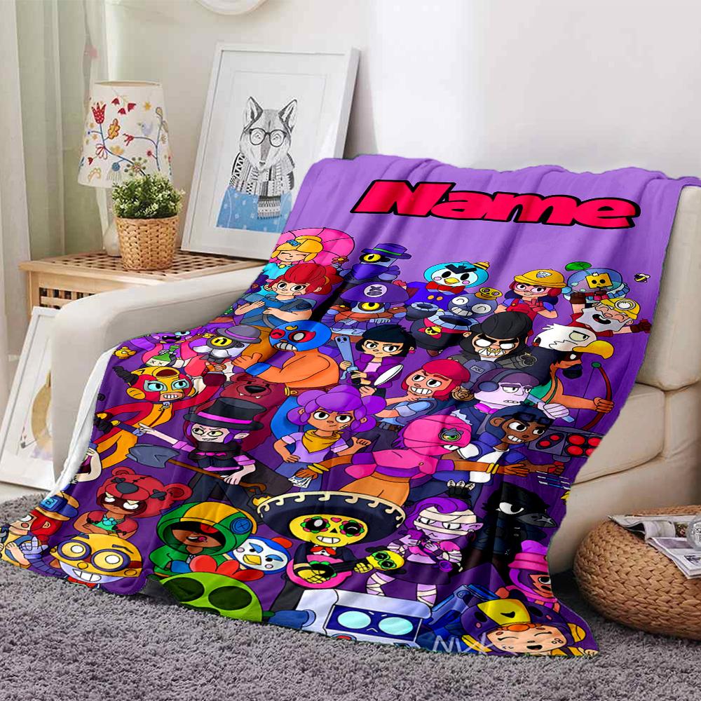 Customiz Name Personality Brawl Stars (3) Blanket Soft &Warm Sofa Office Bed Travel Lunch Break Blanket, Gift Suitable for All Seasons