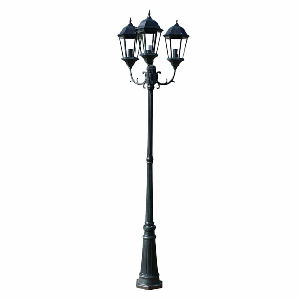 Garden Lantern 3 Flame 230 cm Dark Green Black Aluminum