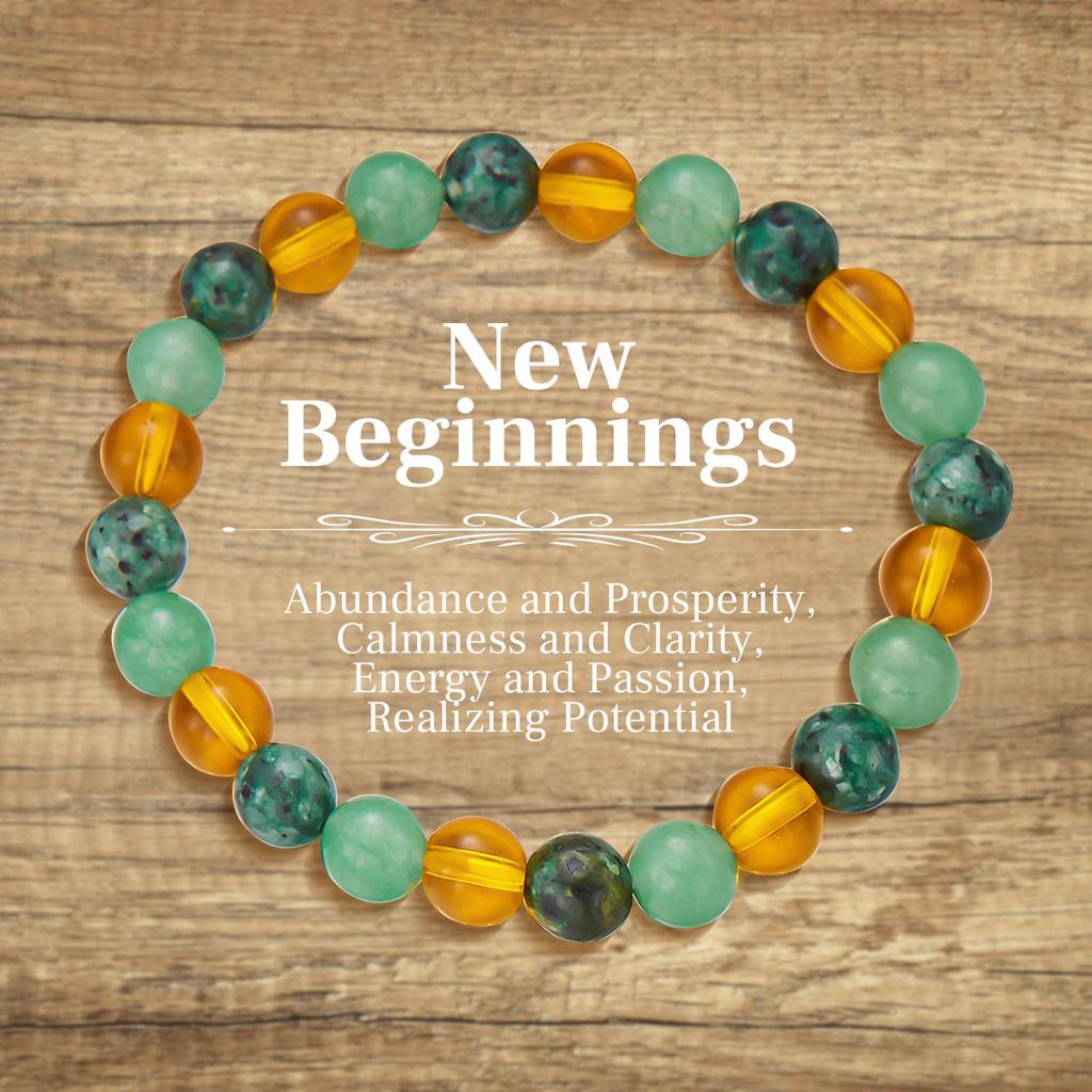 European-American Geometric Beaded Bracelet with 8mm Aventurine & Tiger Eye Stones