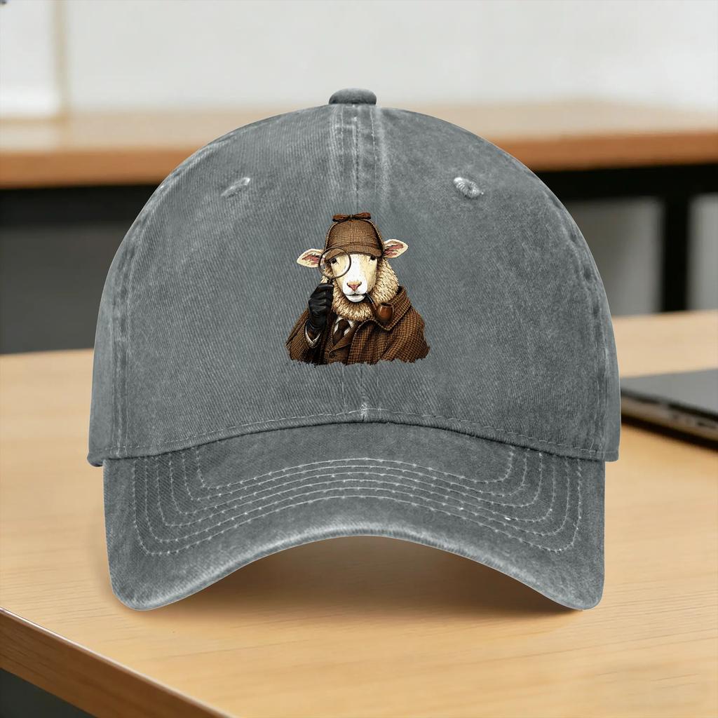 Detective Sheep Investigator Farmer Sheep Lover Casual Baseball Cap For Unisex Women Summer  Running Hippie Trucker Hat