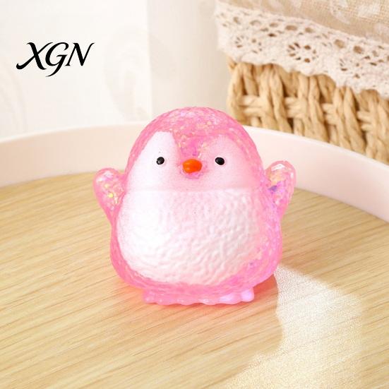 Glitter Stress Ball Squeeze Toy Translucent Powder Soft Slow Rebound Cute Kids Relief Penguin Shape Portable Safe