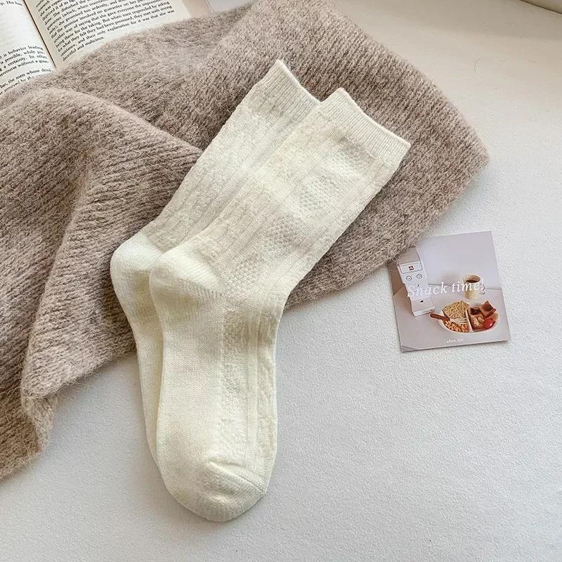 Cashmere Wool Thicken Warm Women Socks Sox New Winter Socks Women Japanese Fashion Harajuku Solid Color Thermal Long Socks