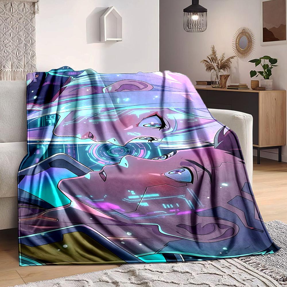 1Pc Cyberpunk Romance Flannel Blanket, Soft And Comfortable, Casual Warm, Camping Travel, Christmas, Halloween Xmas Gift S1182