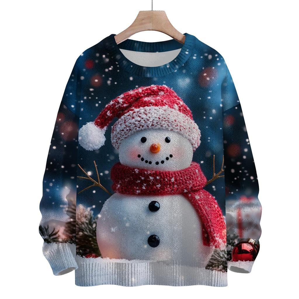 Рождественские толстовки для детей, вязаные свитера для мальчиков и девочек, симпатичные рубашки, осенние свитера с круглым вырезом, топы