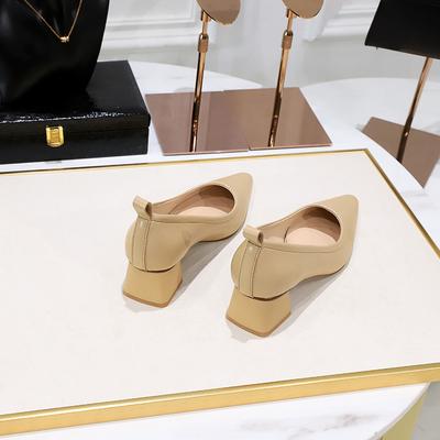 Мода 2025 Женские туфли на высоком каблуке 5 см Классические лодочки Женские свадебные туфли на среднем низком блочном каблуке Модные офисные туфли для выпускного вечера Телесные туфли для танцев и мероприятий