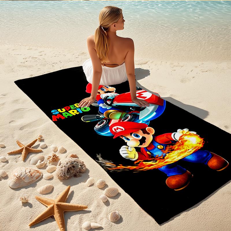 1Pc Super Mario Adventure Beach Towel, Quick Dry, Multi-Use for Beach Pool Gym Yoga Home Travel, Christmas, Halloween, Xmas Gift M928781