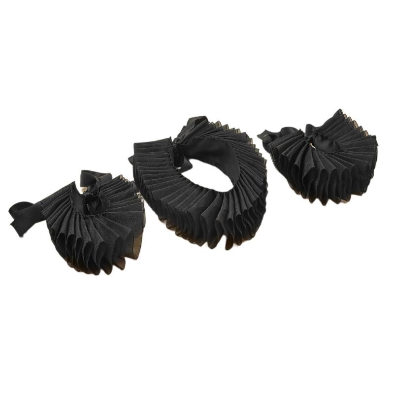 Винтажный воротник-гофрированный жабо, комплект кружевных манжет, эпоха Возрождения, елизаветинская эпоха, стимпанк, костюм для косплея, аксессуары для Хэллоуина