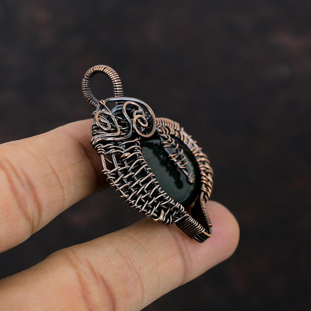 Подвеска из кровавого камня, подвеска из медной проволоки, красивая подвеска ручной работы, ювелирные изделия из драгоценного камня кровавого камня, уникальный дизайн, подвеска, подарки на помолвку