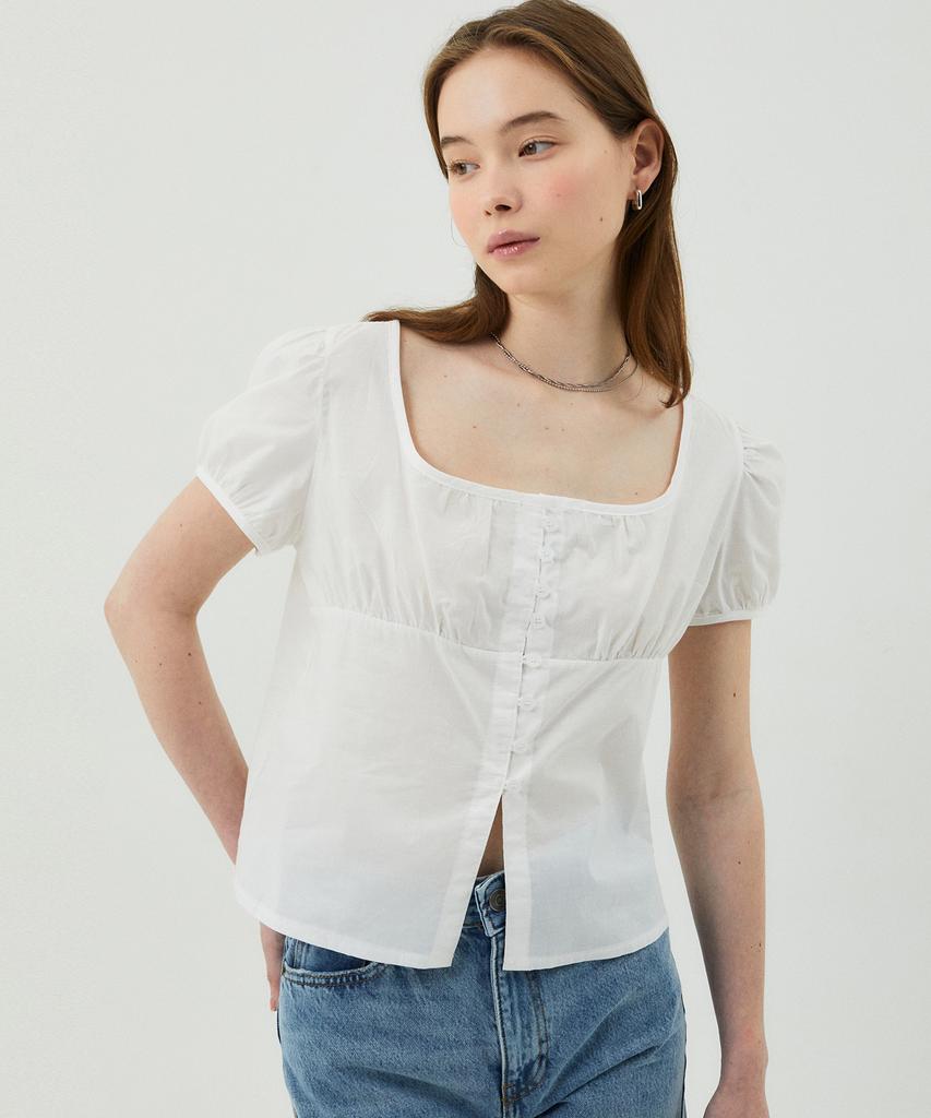 ITER Jane Shirring Blouse_Ivory