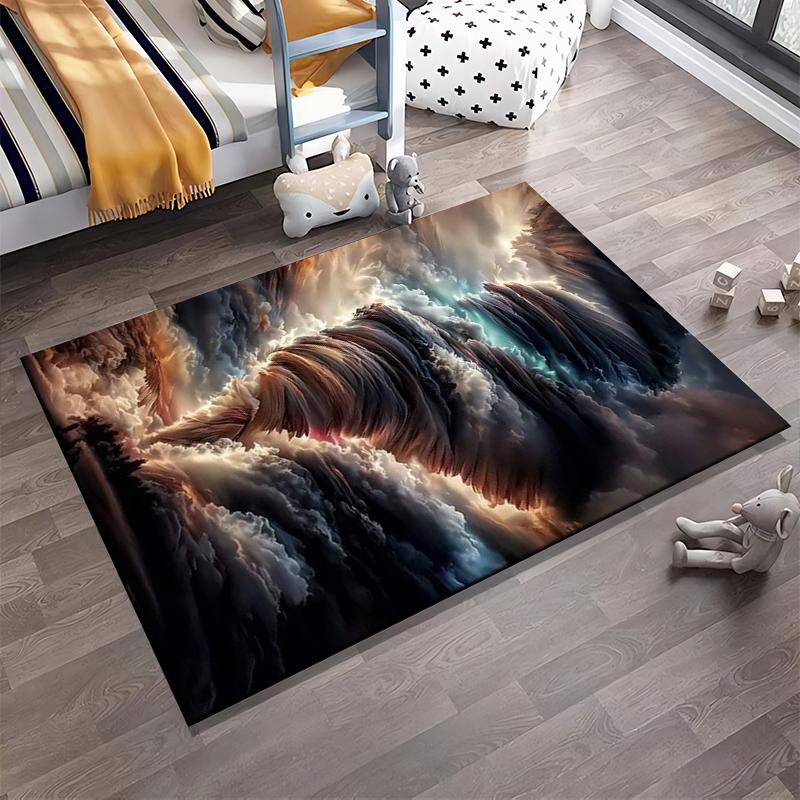 "Abstract Tornado Cloud Pattern Area Rug for Living Room Decor" Suitable for use as an anti-slip for living room bedroom sofas