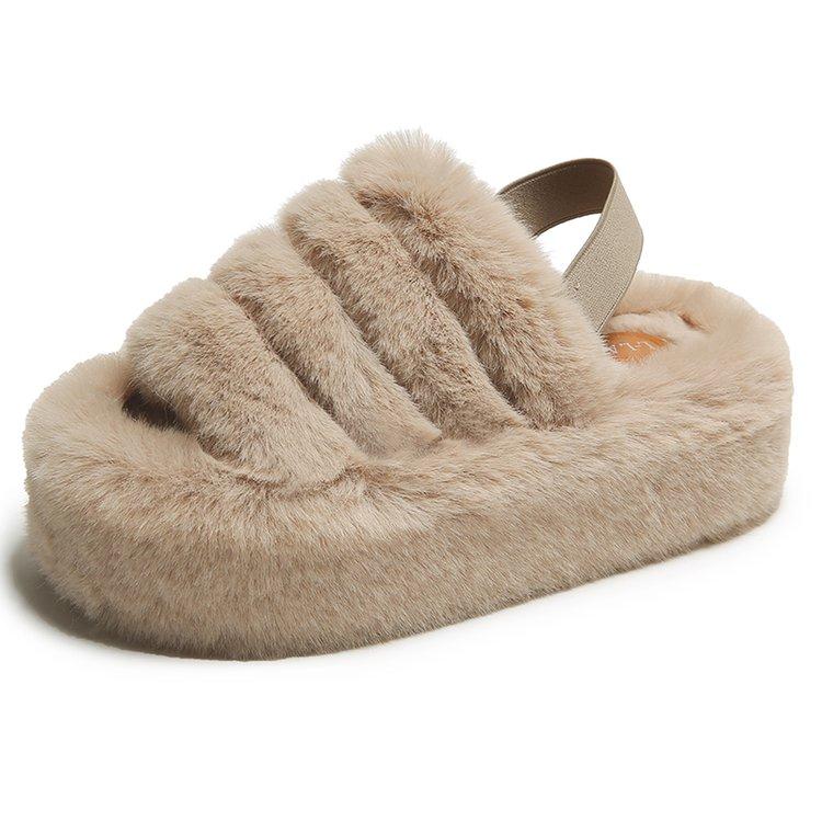 Fashion Versatile Fluffy Slippers for Women's Outward Wear 2025 Autumn and Winter New Indoor Home Cotton Mops