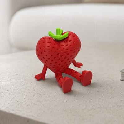 3D-печатная фигурка фрукта с подвижными суставами, Коллекционная артикулированная фигурка красной клубники для декора домашнего офиса, рабочего стола руководителя