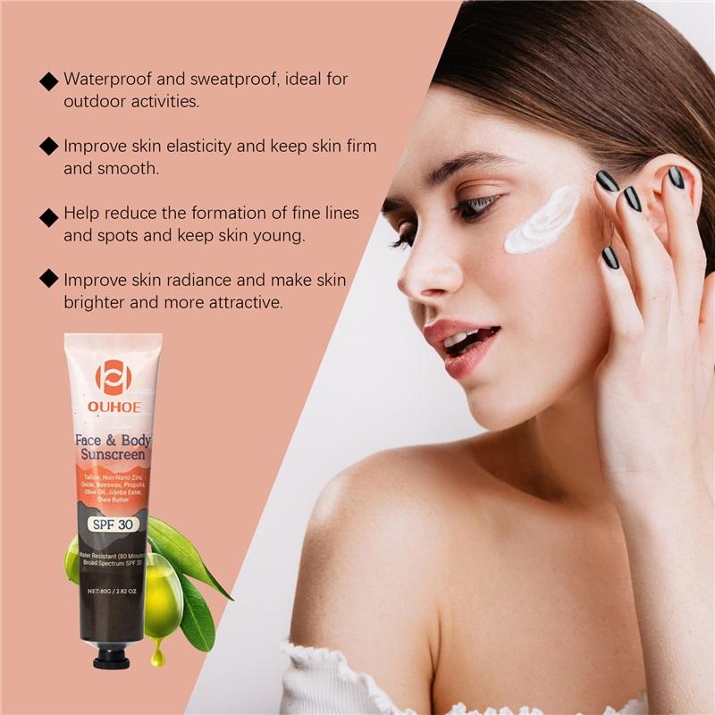 Facial Body Sunscreen SPF 30  Anti Sun Protection Effectively Lightweight Moisturizer Waterproof Refreshing Oil Control Sunblock