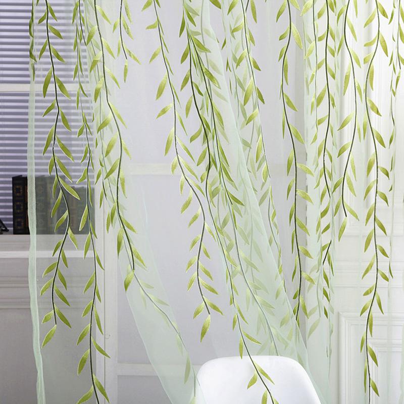 1 шт., занавеска на окно, прозрачные шторы, декор окна, вуаль, шторы в пасторальном стиле, плетеные листья