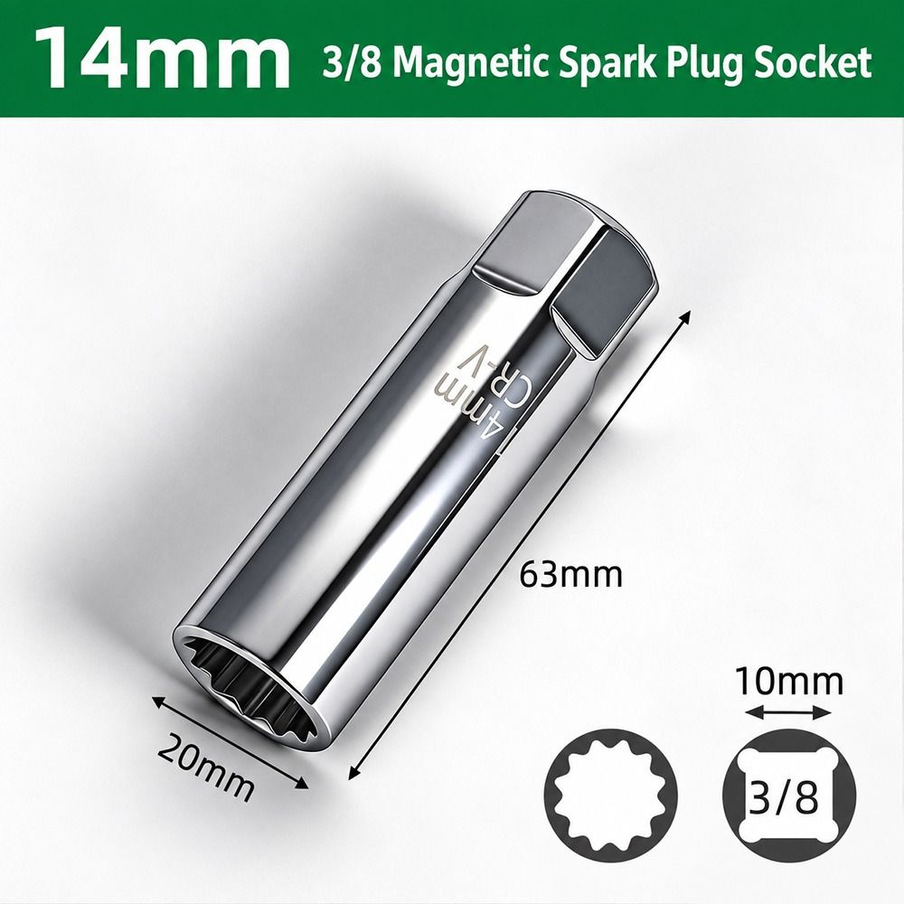 Chrome Vanadium Steel Spark Plug Socket Magnetic Retainer Garage Tool Automotive Repair