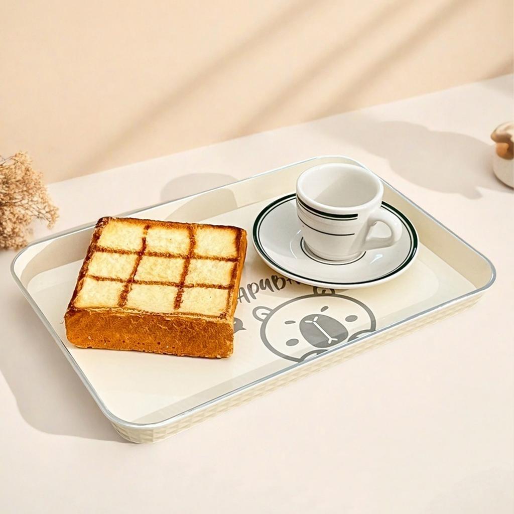 Rectangle Food Tray Cute Capybara Plastic Snack Cake Dessert Plate Large Capacity Stackable Storage Tray Tea Tray Tableware