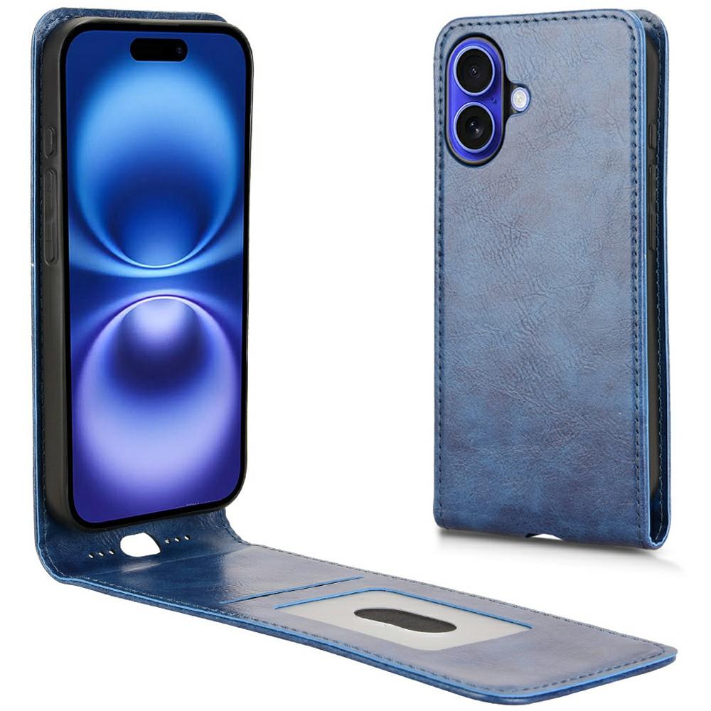 Чехол для iPhone 16 с отделением для карт, магнитный вертикальный кожаный чехол-книжка - черный