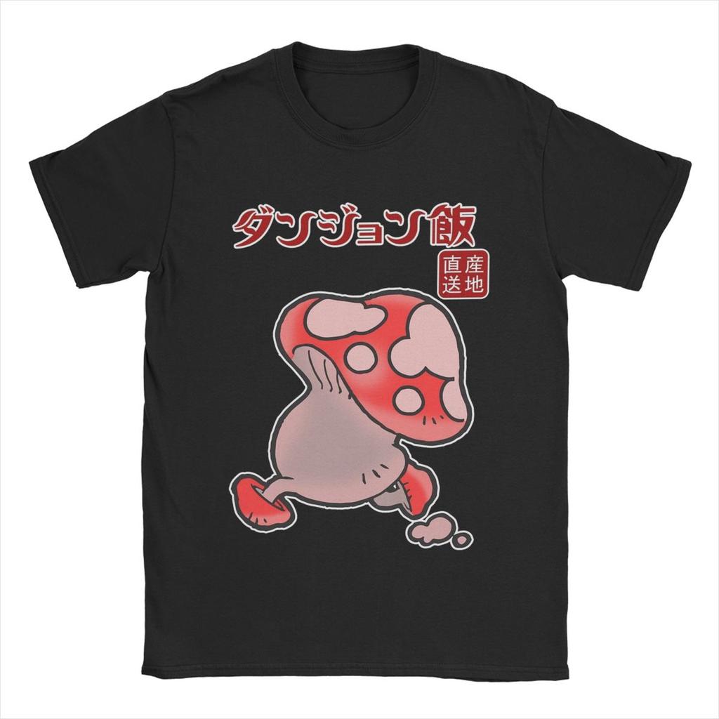 Юмористические Вкусные В Подземелье Футболки с Грибами Мужские Футболки из Чистого Хлопка с Круглым Вырезом Аниме Футболки с Коротким Рукавом Одежда Больших Размеров
