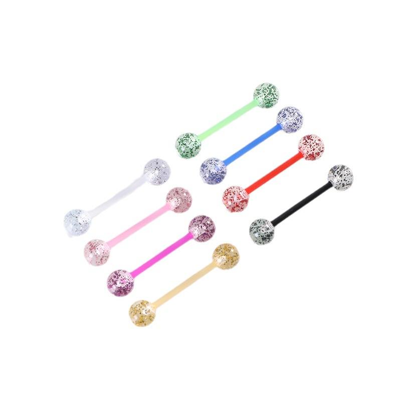 Bendable Acrylic Glitter Tongue & Nipple Piercing Jewelry