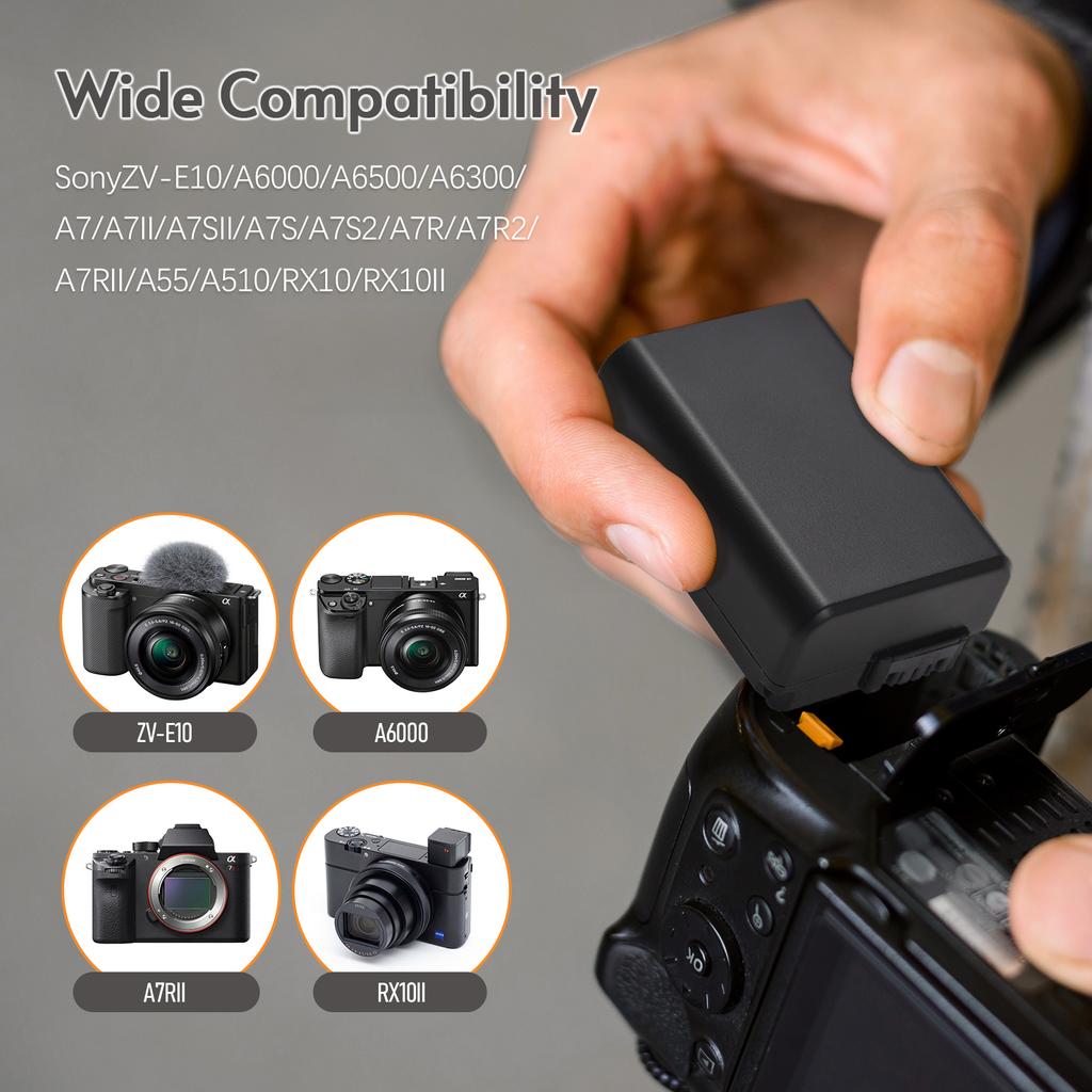 NP-FW50 Зарядное устройство Зарядное устройство на 3 гнезда со светодиодными индикаторами Micro USB и порт Type C + 3 шт. NP-FW50