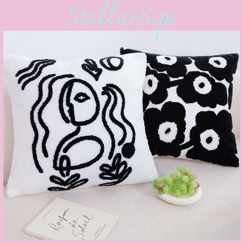 Zebra Checkered Flower Line Tiger Pattern Plush Cushion For Bedroom And Lounge