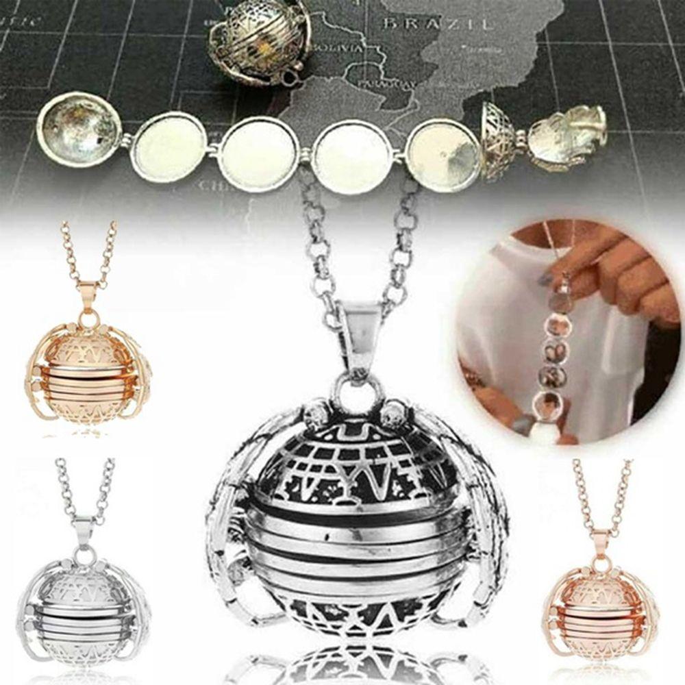 Expanding Family Photo Long Chain Memory Floating Locket Necklace Angel Wings Magic 4 Photo Pendant