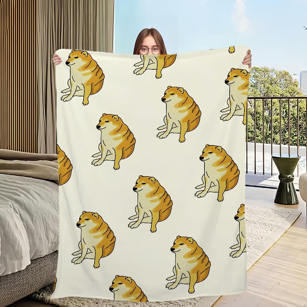 Смешной Милый Мем C-Cheems Собака Дом Фланелевое Теплое Уютное Мягкое Плюшевое Одеяло Для Дивана Гостиной Офиса Спальни Путешествий Подарок