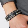 European and American Punk Style 2 Row Spiked Leather Bracelet Personality Trend Rock Men's Bracelet Bracelet