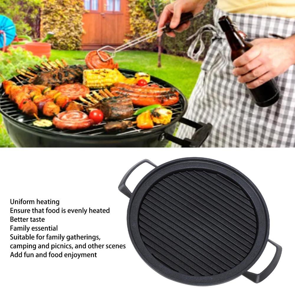 Aluminium Alloy Pan Round Tabletop Charcoal Ribbed BBQ Tray Ribbed Cooking Camping