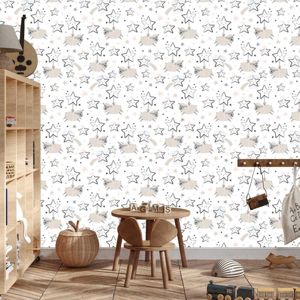 Sheep among the stars wallpaper for living room and bedroom 50x1000
