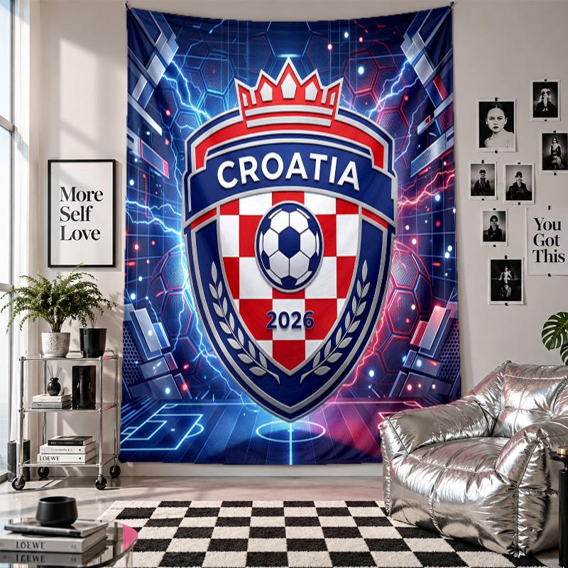 Croatia Football Wall Tapestry Home Decor Wall Hanging Cloth for Bedroom Living Room Background