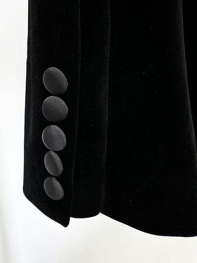 2025 Осень/Зима Европейский и Американский Двубортный Пиджак Из Бархата С Бисером