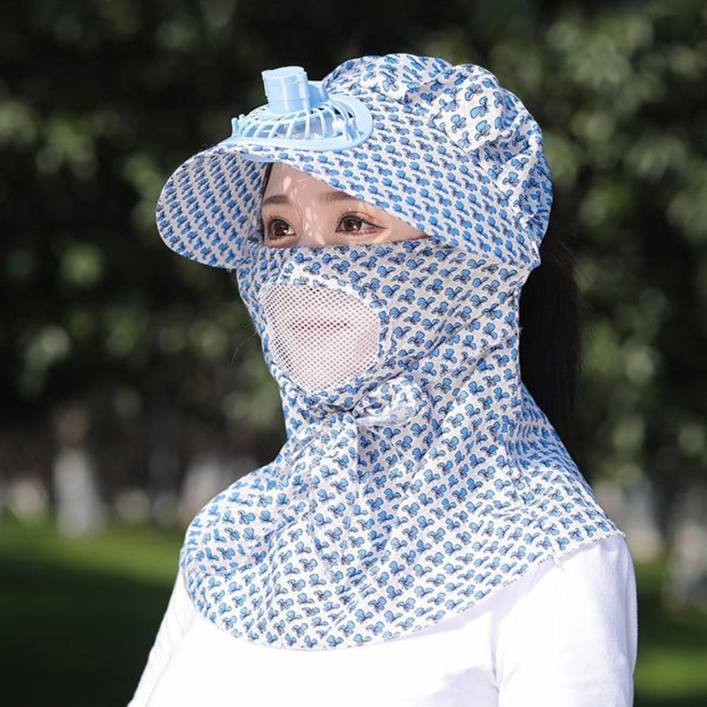 with Electric Fan Face Hood Hat Breathable Sunscreen Hat New Fan Camping Hat Outdoor