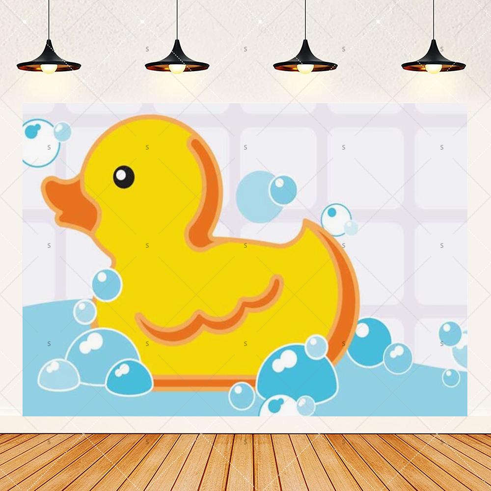 Cute Yellow Duck Theme Background Banner Kids Birthday Party Decorations Photography Backdrop Cartoon Baby Shower Supplies Props