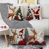 Christmas Pillowcase, Cute Cartoon Imitation Embroidery Linen Print Sofa Pillow Cover, Festival Decoration, Festival Gift (Pillow Insert Not Included)