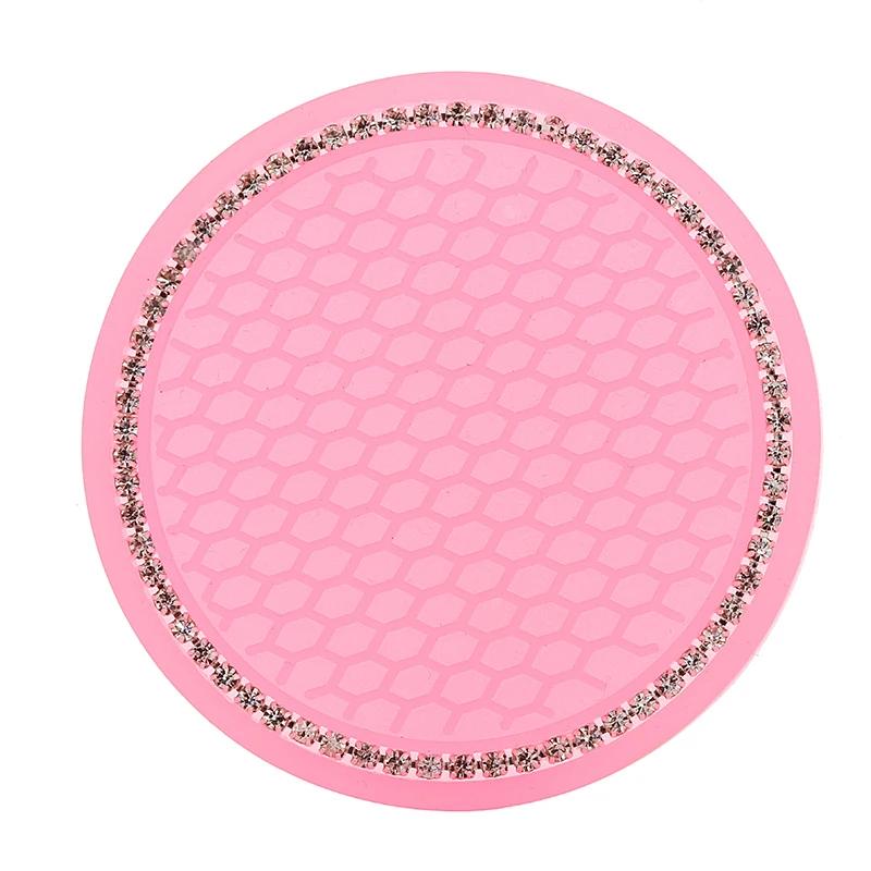 Блестящие стразы Автомобильная подставка под стакан Нескользящие вставки Подставки Коврики с флуоресцентной подсветкой для женщин девушек Декор салона автомобиля