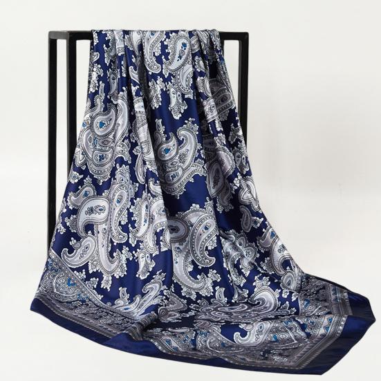 Women Head Wrap Vintage Retro Square Shape Contrast Color Foldable Head Protection Soft Fabric Paisley Print Summer Scarf Female Headwear