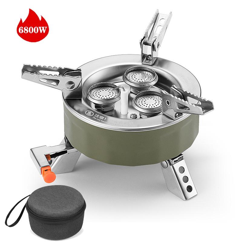 Camping Burner 6800W Big Power Portable Foldable Outdoor Tourist Head Picnic Survive Warm Gas Stove For Hiking Fishing BBQ Stove