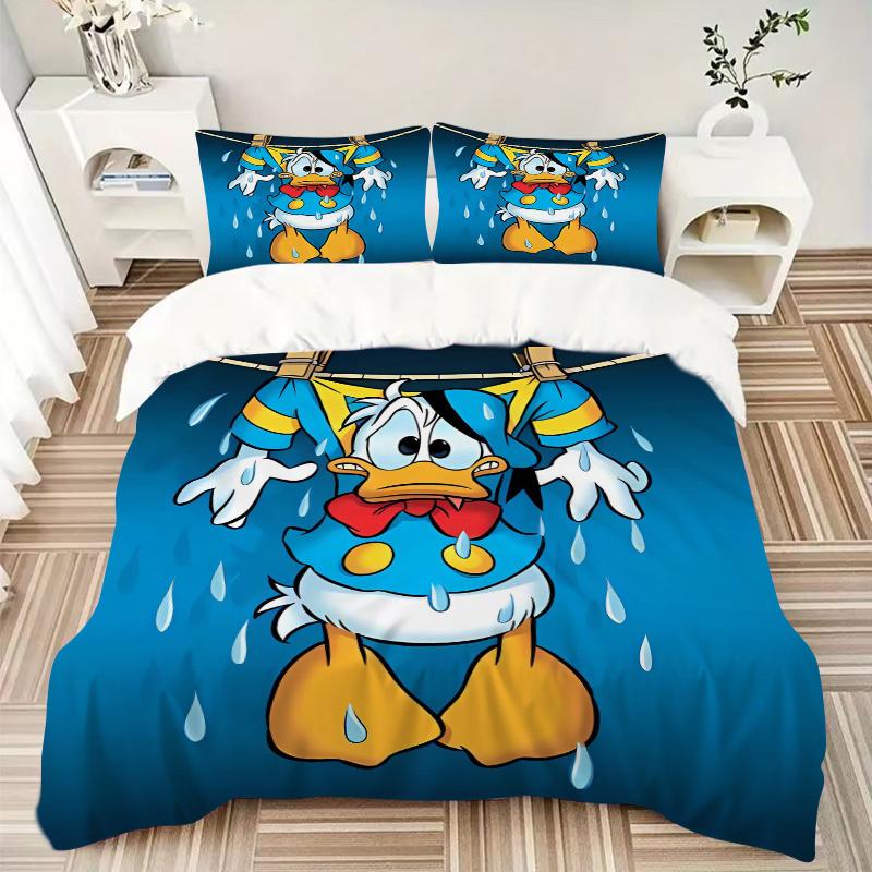 3pcs Dripping Donald Duck Bedding Set, 1 Soft Quilt Cover + 2 Pillowcases, Machine Washable, Suitable for All Seasons, Perfect Gift for Fami