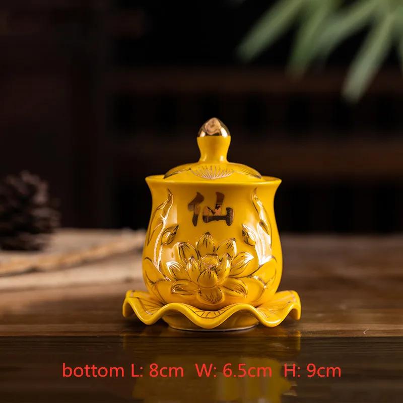 1 шт. Керамическая чаша для святой воды в китайском стиле, кружки для подношения воды в форме лотоса, кружки для воды «Великое сострадание Гуаньинь», буддийские принадлежности
