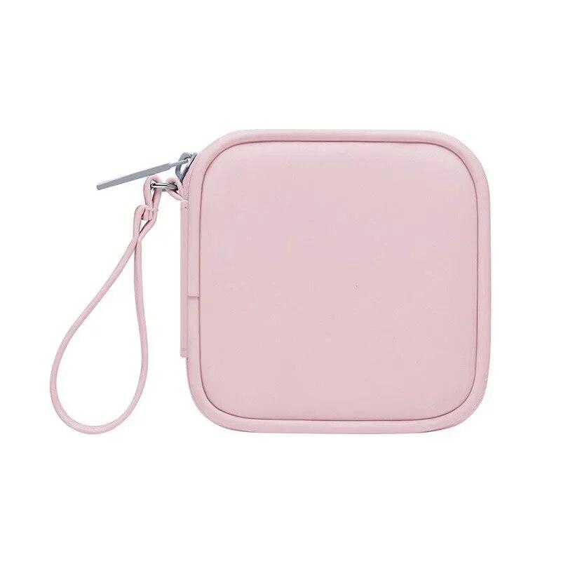 Girls Sanitary Napkin Pad Pouch PU Leather Tampon Storage Bag Portable Makeup Lipstick Key Earphone Data Cables Travel Organizer
